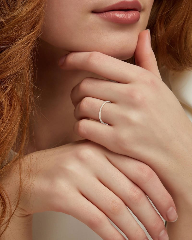 Angelina 14k Gold Band Ring in White Diamond image number 2