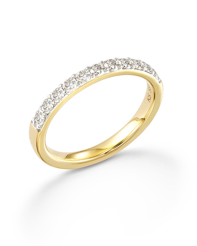 Raleigh 14k Yellow Gold Band Ring in White Diamond image number 3