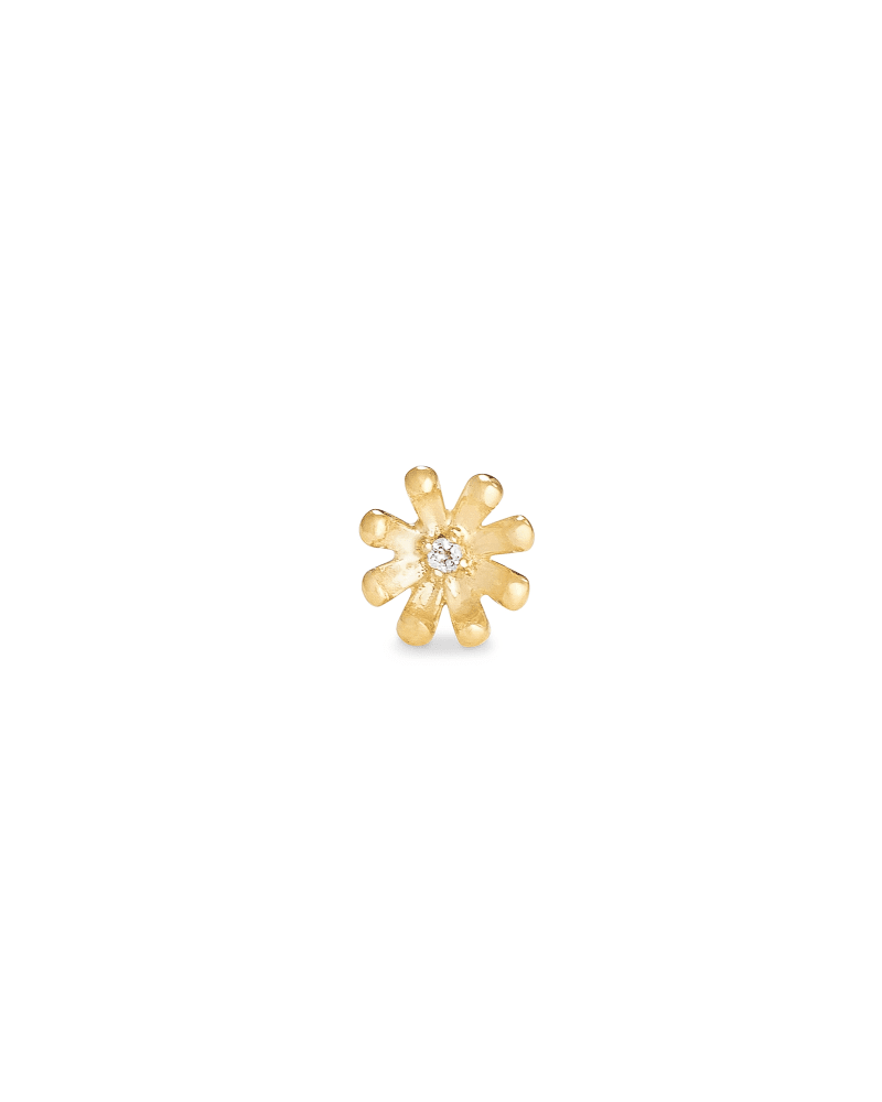 Daisy 18k Yellow Gold Vermeil Single Stud Earring in White Topaz