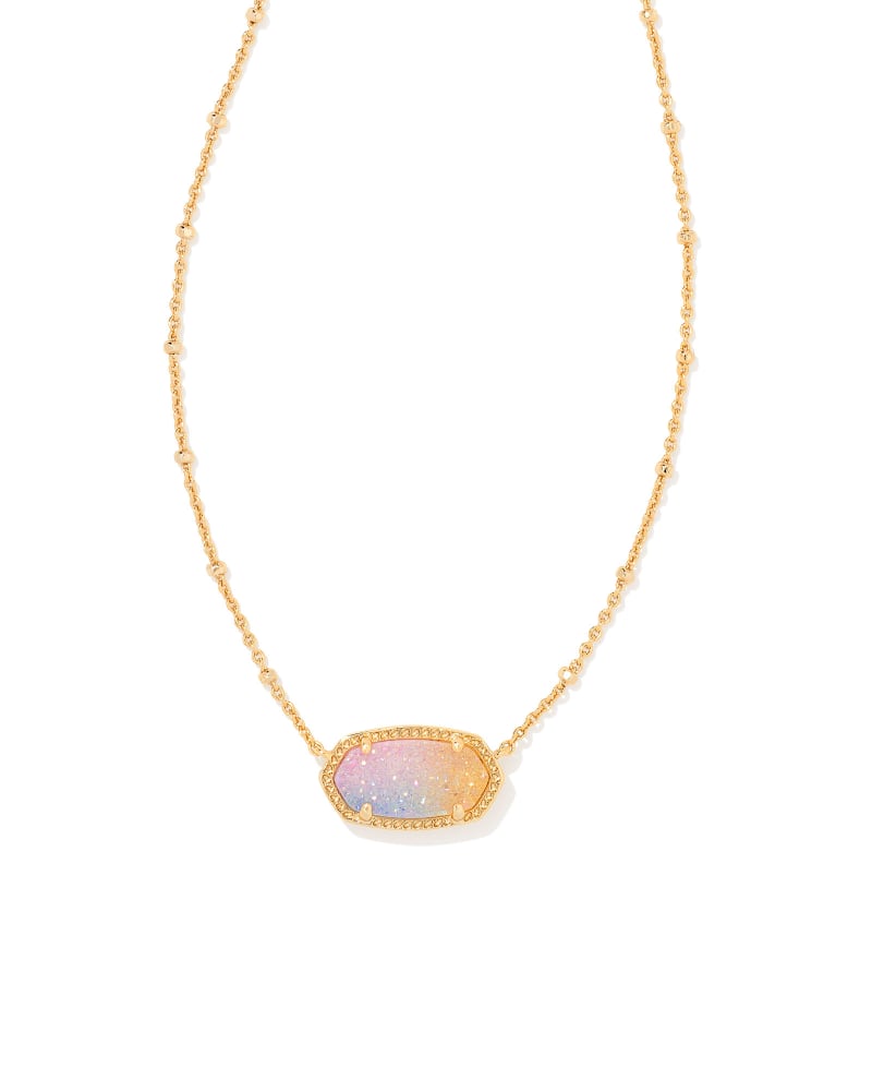 Elisa Gold Satellite Pendant Necklace in Pink Watercolor Drusy image number 0