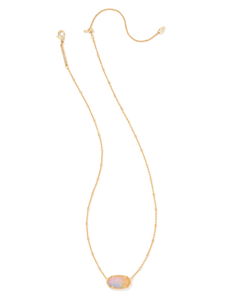 Elisa Gold Satellite Pendant Necklace in Pink Watercolor Drusy image number 2