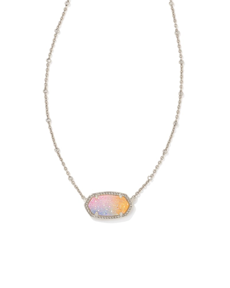 Elisa Silver Satellite Pendant Necklace in Pink Watercolor Drusy image number 0