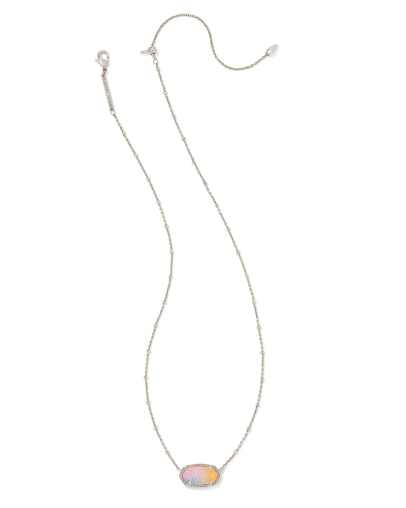 Elisa Silver Satellite Pendant Necklace in Pink Watercolor Drusy image number 1