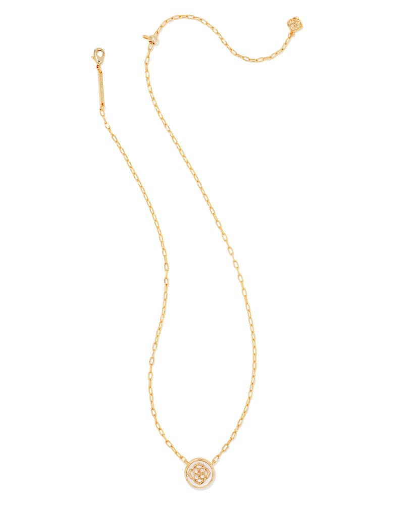 Stamped Dira Gold Pendant Necklace in Ivory Mother-Of-Pearl image number 3