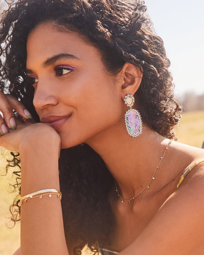 Parsons Gold Statement Earrings in Lilac Abalone image number 2