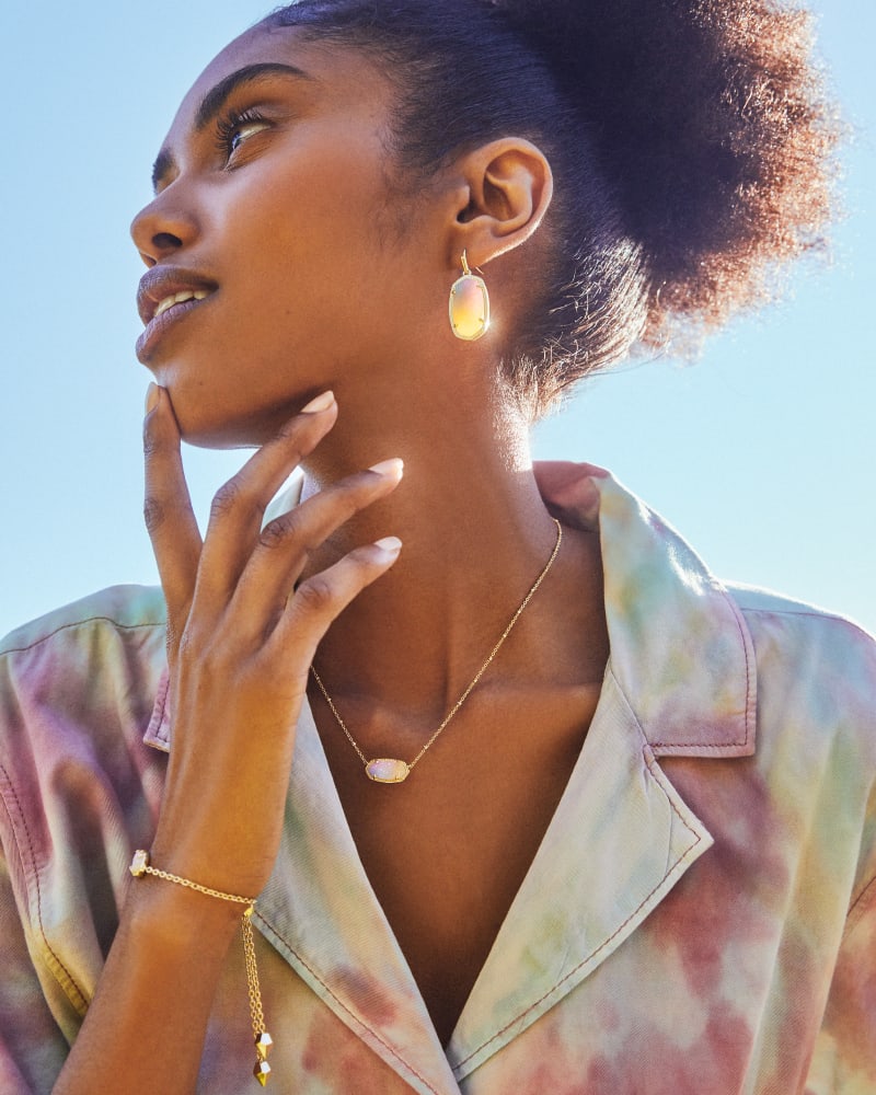 Elisa Gold Satellite Pendant Necklace in Pink Watercolor Drusy image number 1