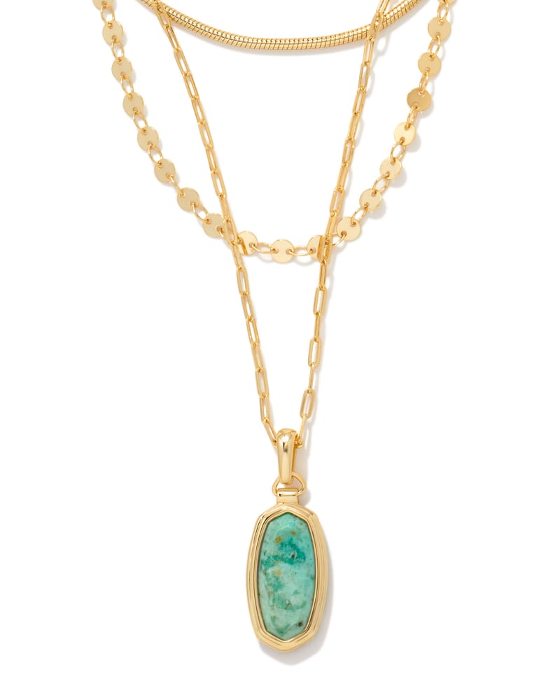 Framed Dani Convertible Gold Triple Strand Necklace in Sea Green Chrysocolla image number 0