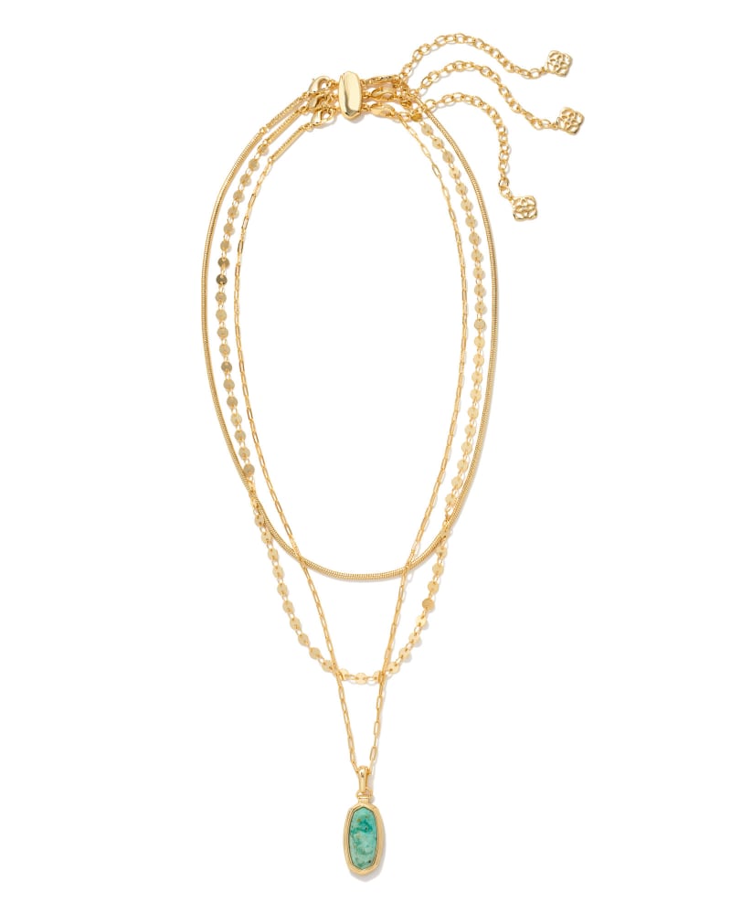 Framed Dani Convertible Gold Triple Strand Necklace in Sea Green Chrysocolla image number 1