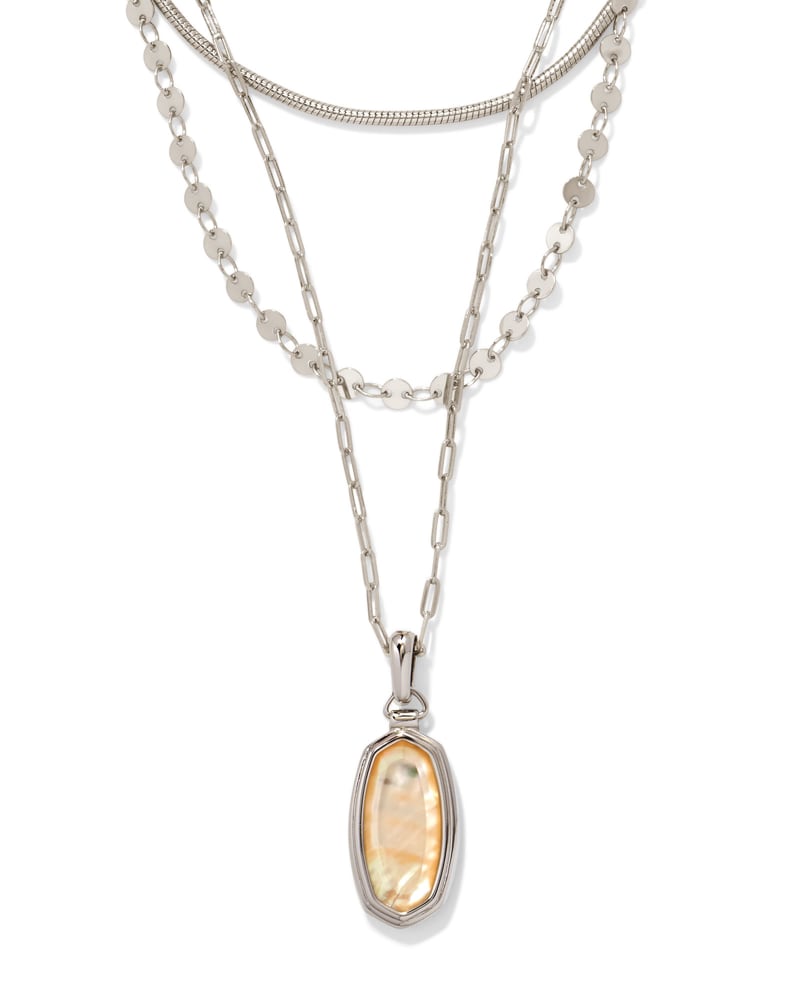 Framed Dani Convertible Silver Triple Strand Necklace in Golden Abalone image number 0