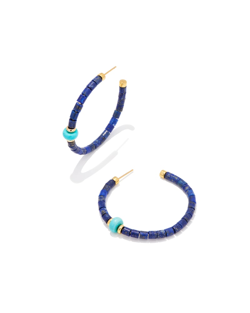 Insley Gold Hoop Earrings in Blue Lapis image number 0