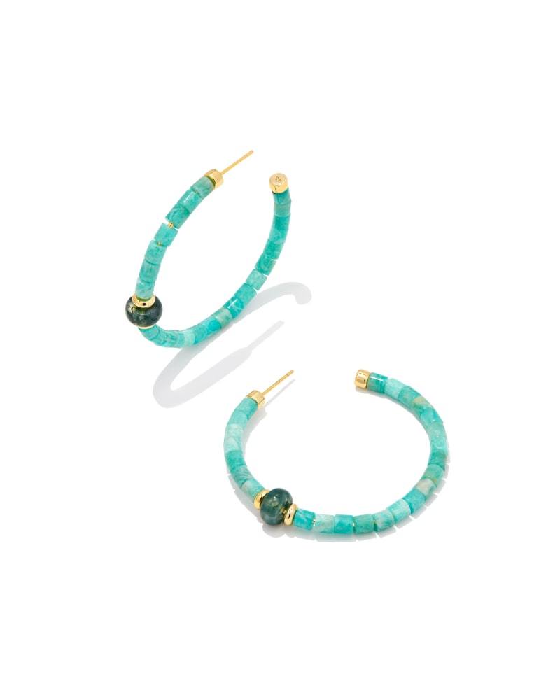 Insley Gold Hoop Earrings in Teal Amazonite image number 0