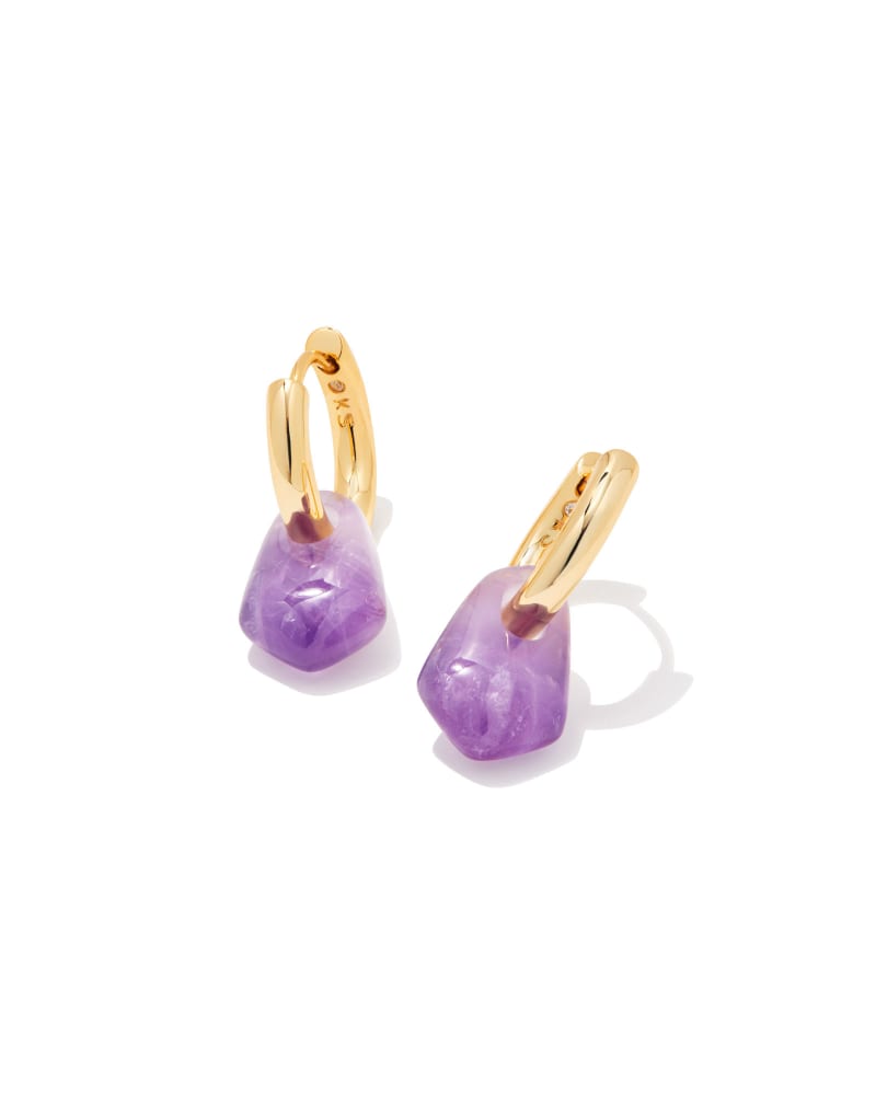 Insley Convertible Gold Huggie Earrings in Amethyst image number 0