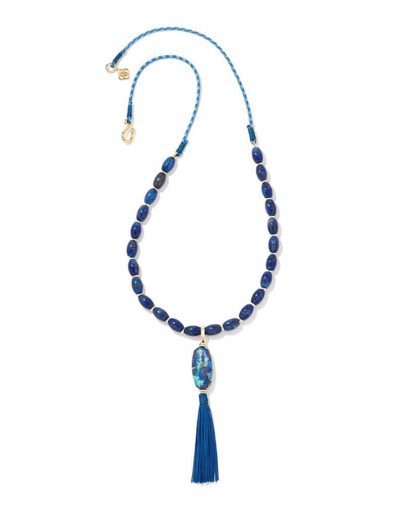 Insley Convertible Gold Long Pendant Necklace in Blue Mix image number 2
