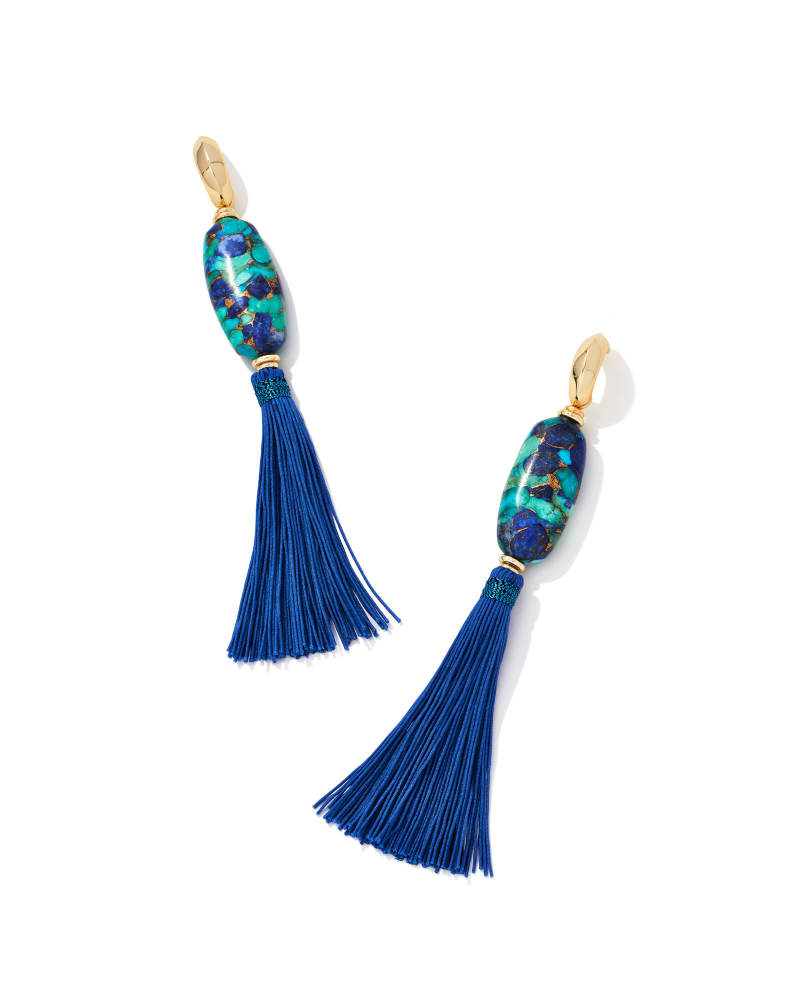 Insley Gold Statement Earrings in Blue Mix image number 0
