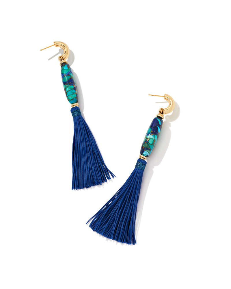 Insley Gold Statement Earrings in Blue Mix image number 3