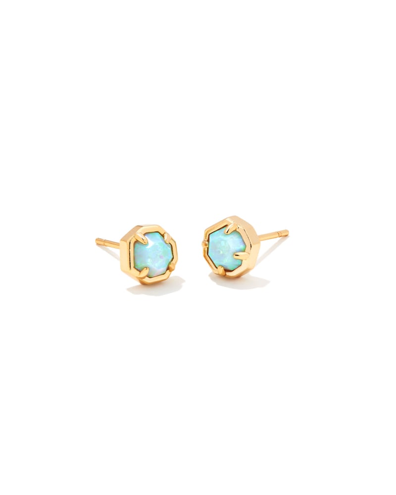 Nola Gold Stud Earrings in Angel Blue Kyocera Opal image number 0