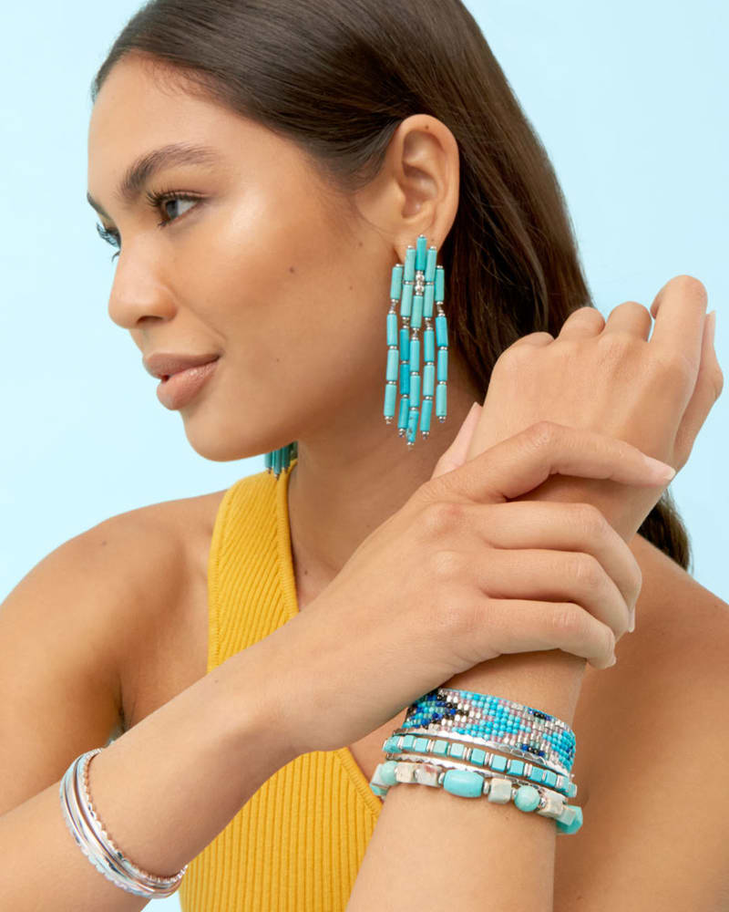 Ember Silver Statement Earrings in Variegated Turquoise Magnesite image number 3