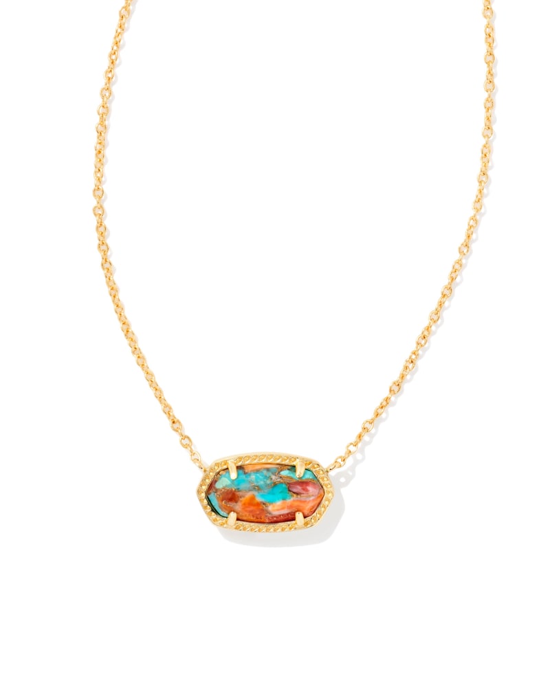 Elisa Gold Pendant Necklace in Bronze Veined Turquoise Magnesite Red Oyster image number 0