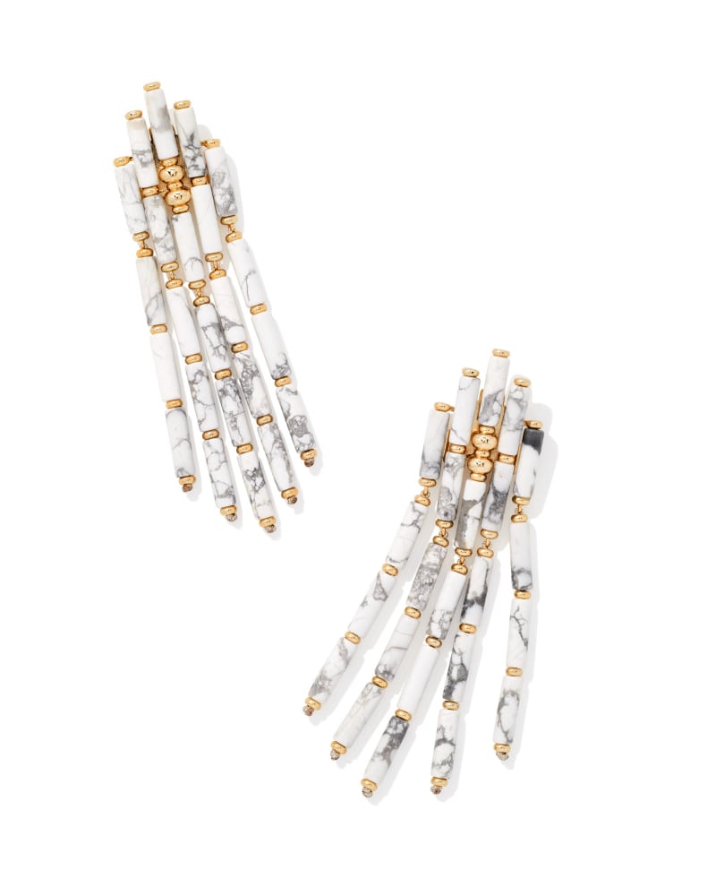 Ember Gold Statement Earrings in White Howlite image number 0