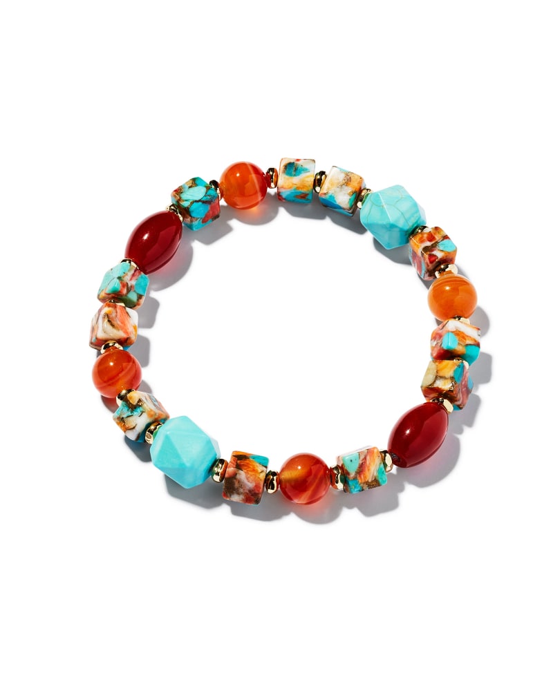 Ember Gold Stretch Bracelet in Bronze Veined Turquoise Magnesite Red Oyster image number 0