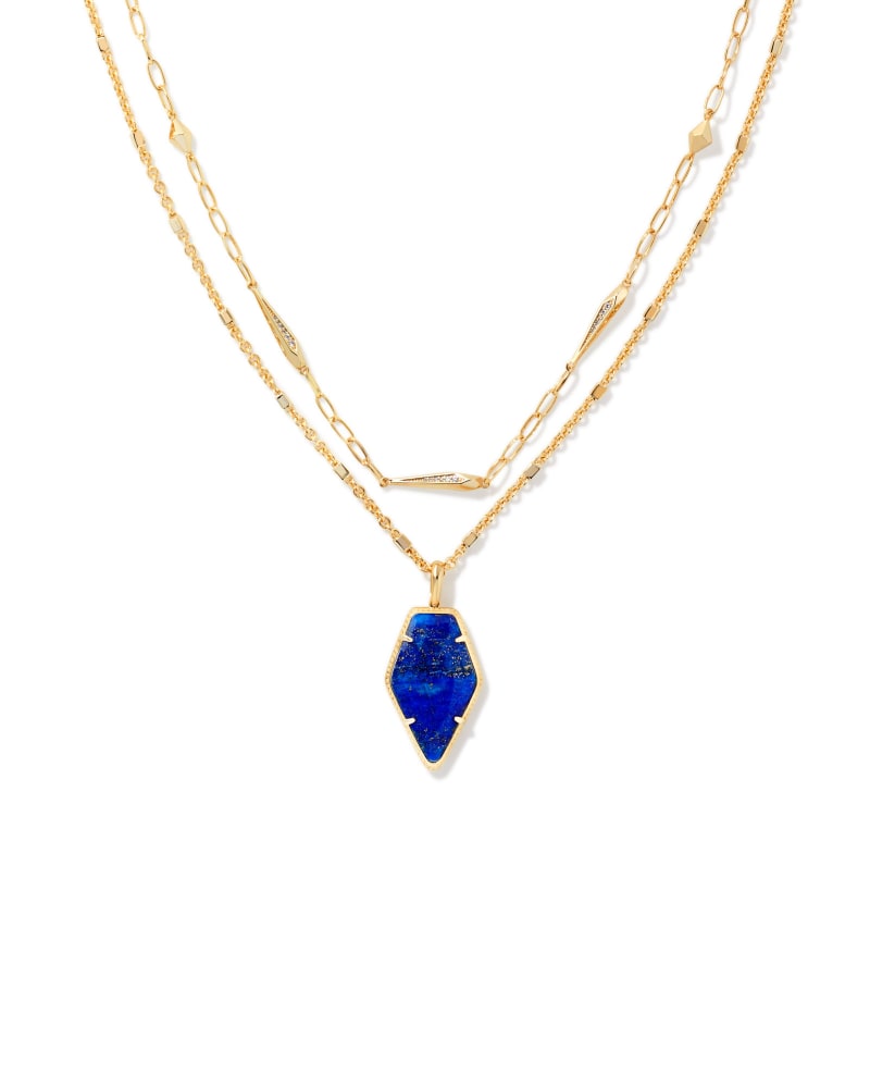 Framed Tessa Convertible Gold Multi Strand Necklace in Blue Lapis image number 0