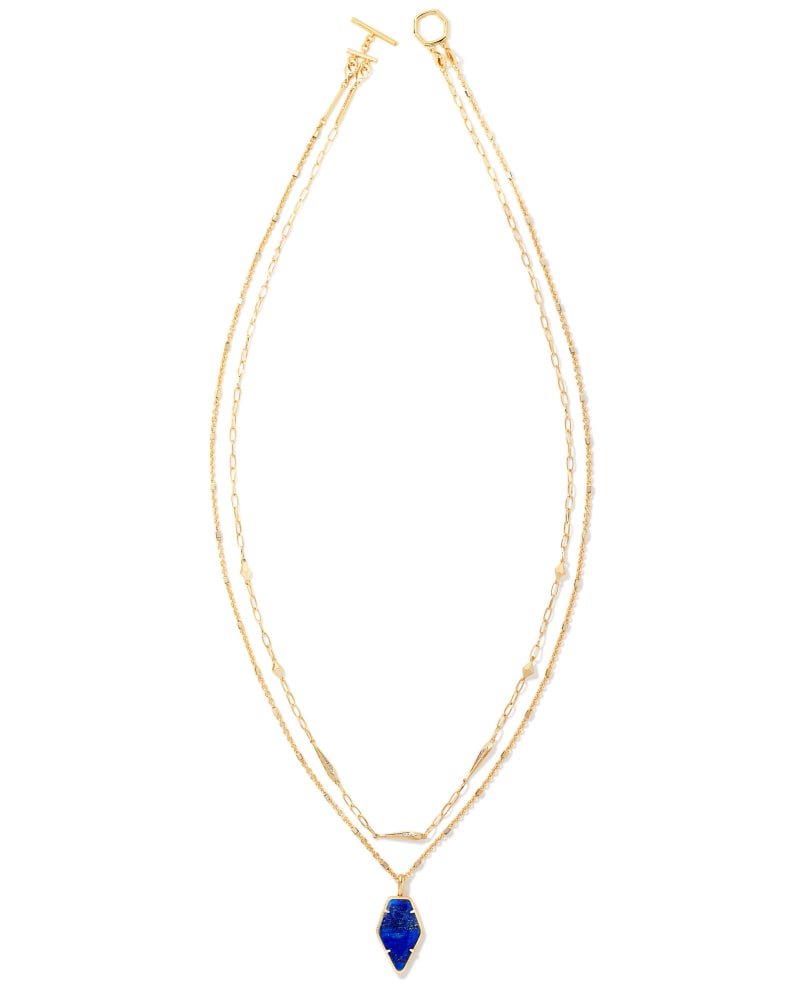 Framed Tessa Convertible Gold Multi Strand Necklace in Blue Lapis image number 3