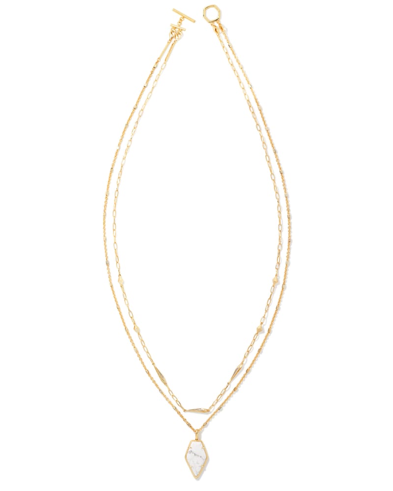 Framed Tessa Convertible Gold Multi Strand Necklace in White Howlite image number 3