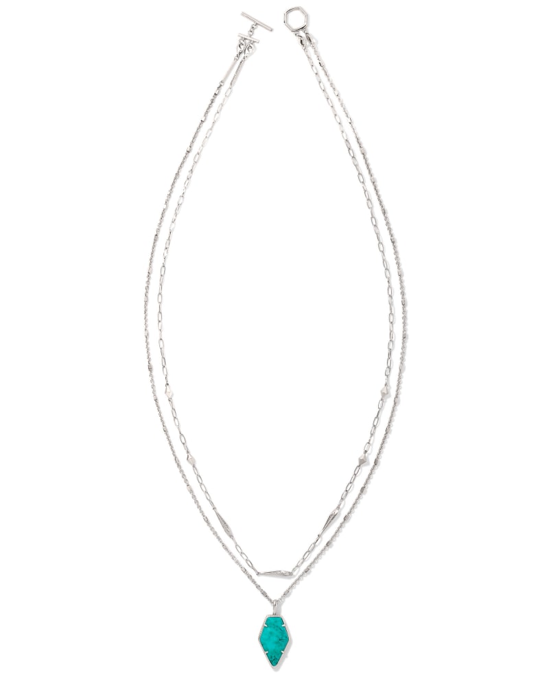 Framed Tessa Convertible Silver Multi Strand Necklace in Variegated Turquoise Magnesite image number 2
