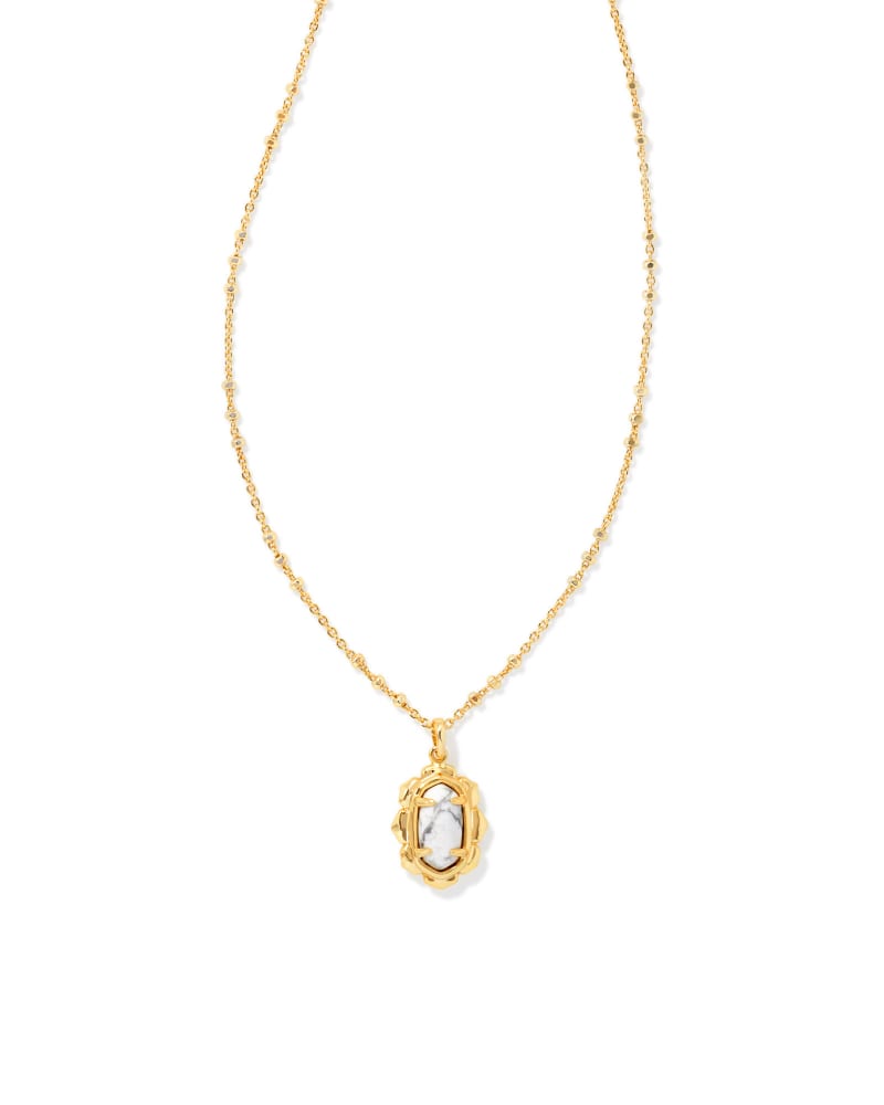 Piper Gold Pendant Necklace in White Howlite image number 0