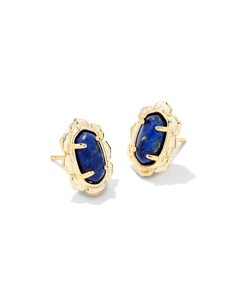 Piper Gold Stud Earrings in Blue Lapis image number 0