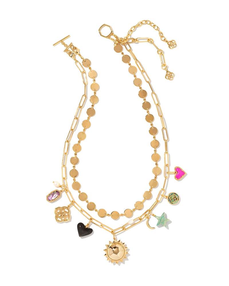 Frankie Gold Convertible Charm Necklace in Multi Mix image number 0