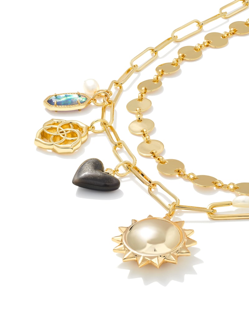 Frankie Gold Convertible Charm Necklace in Multi Mix image number 1