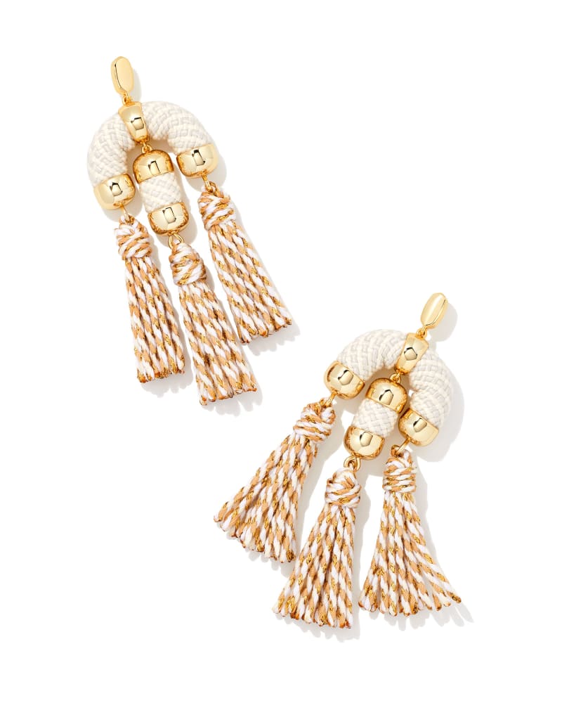 Masie Gold Statement Tassel Earrings in Pastel Mix image number 0