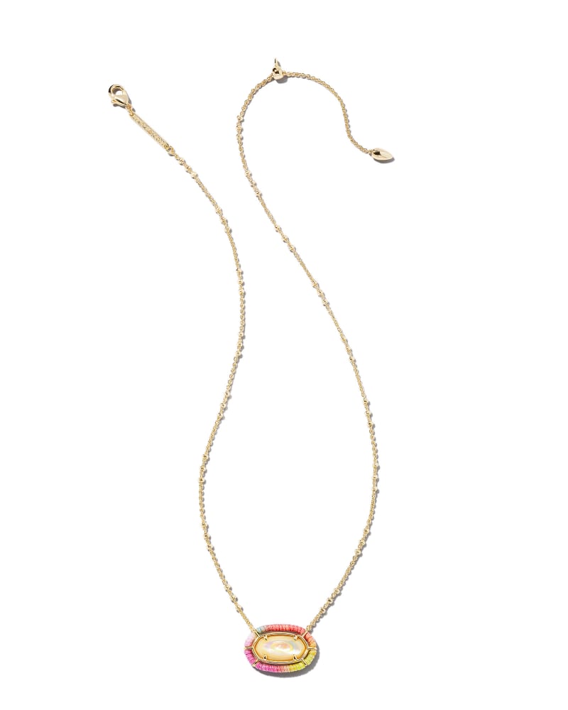 Threaded Elisa Gold Pendant Necklace in Pastel Mix image number 3