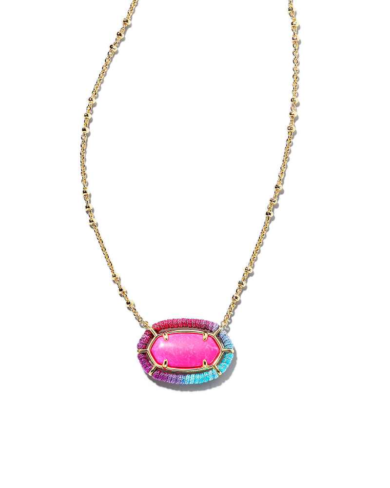 Threaded Elisa Gold Pendant Necklace in Pink Mix image number 0