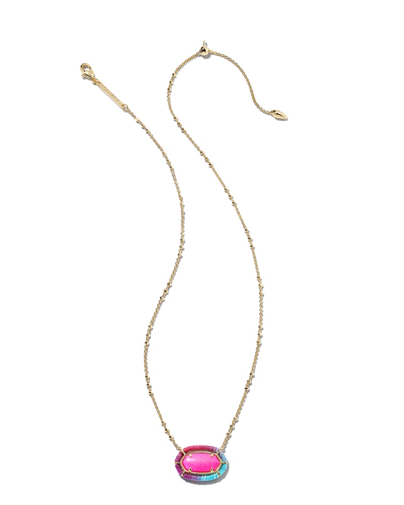 Threaded Elisa Gold Pendant Necklace in Pink Mix image number 3