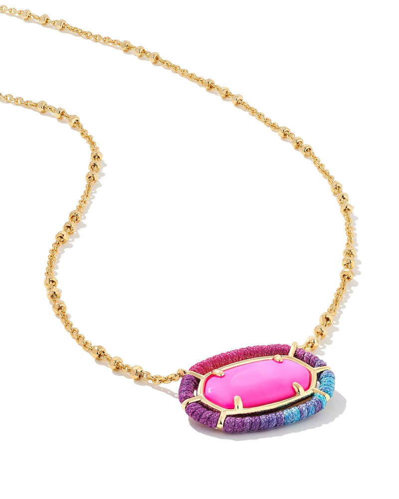 Threaded Elisa Gold Pendant Necklace in Pink Mix image number 1