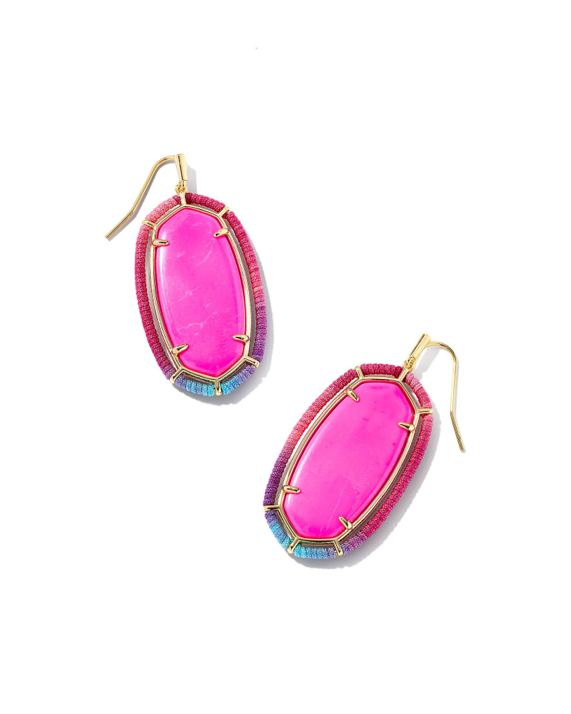 Threaded Elle Gold Drop Earrings in Pink Mix image number 0
