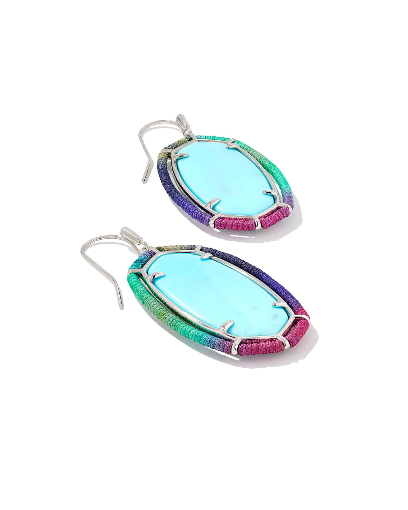 Threaded Elle Silver Drop Earrings in Blue Mix image number 3