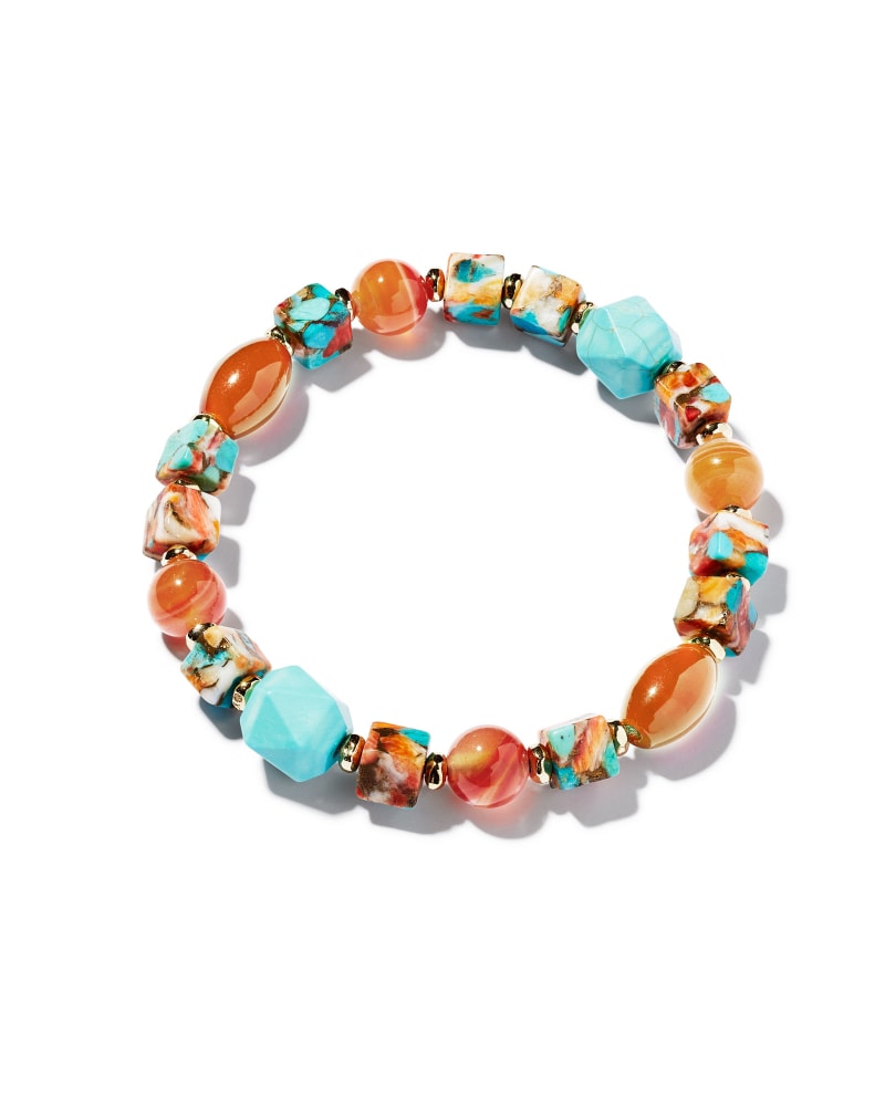 Ember Gold Stretch Bracelet in Bronze Veined Turquoise Magnesite Red Oyster image number 0