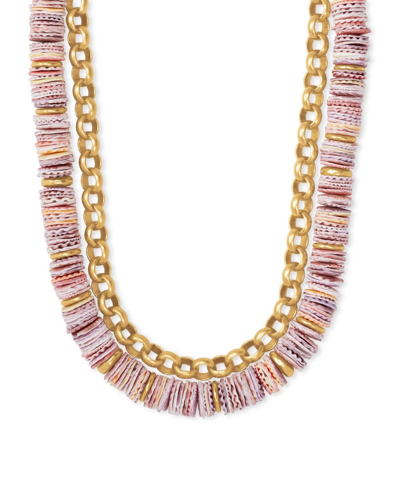 Lila Vintage Gold Multi Strand Necklace in Coral Mix image number 2