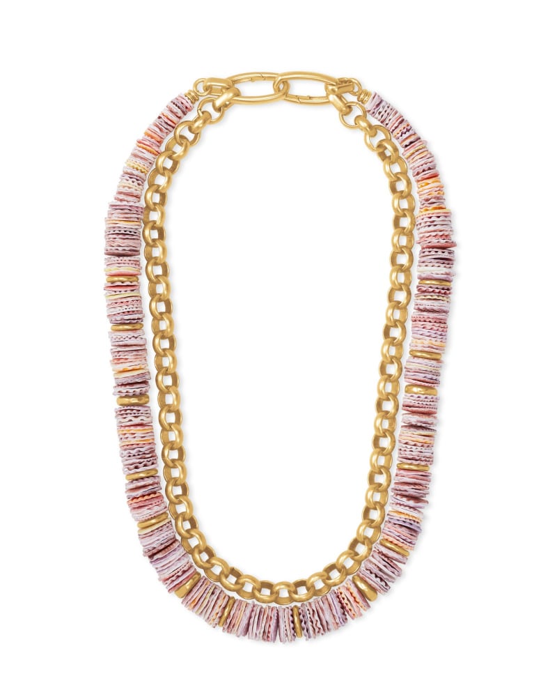 Lila Vintage Gold Multi Strand Necklace in Coral Mix image number 0