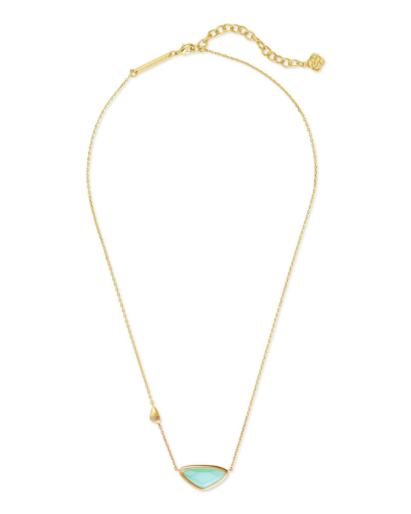 Margot Gold Pendant Necklace in Matte Iridescent Mint image number 2