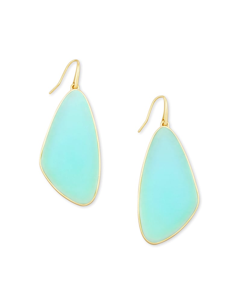 McKenna Gold Drop Earrings in Matte Iridescent Mint image number 0
