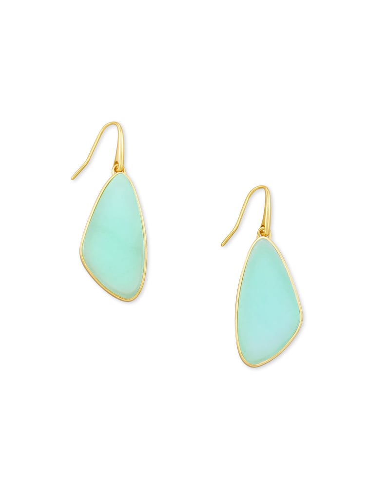 McKenna Gold Small Drop Earrings in Matte Iridescent Mint image number 0