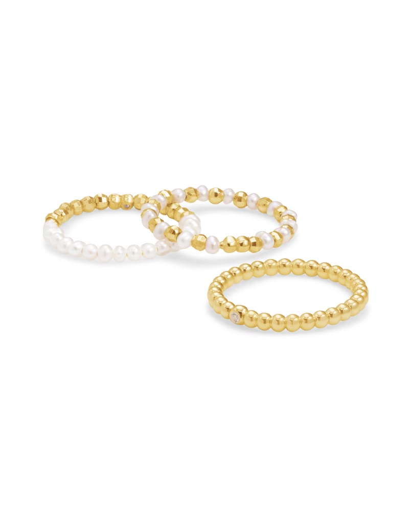 Mollie Ring Set of 3 in Gold White Pearl image number 3