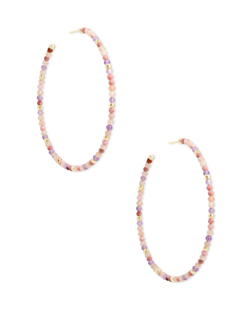 Scarlet Gold Hoop Earrings in Pastel Mix