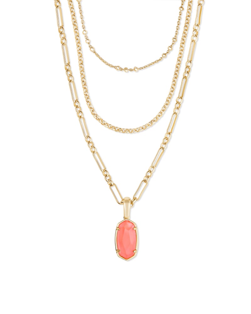 Elisa Gold Triple Strand Necklace in Coral Illusion Kendra Scott