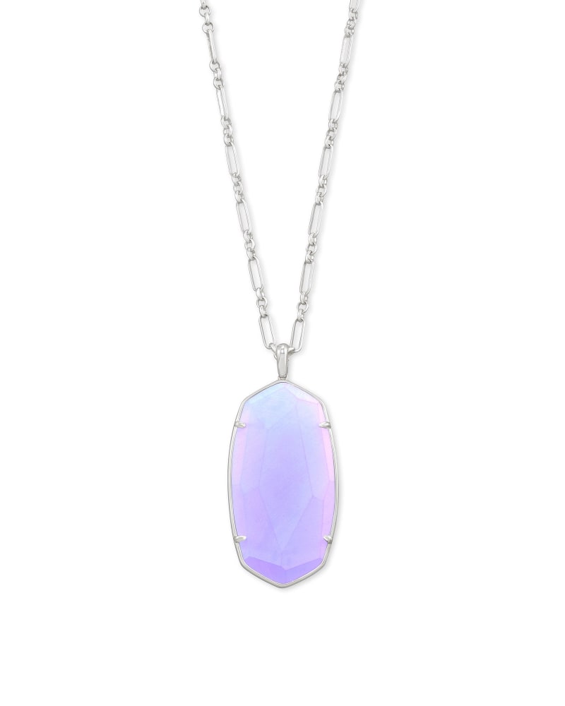 Faceted Reid Long Pendant Necklace in Matte Iridescent Lilac Glass image number 0
