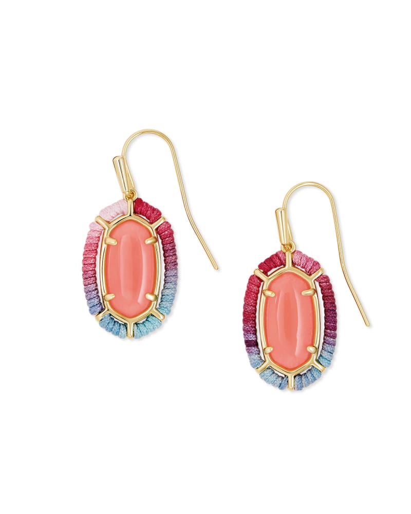 Threaded Lee Gold Drop Earrings in Coral Illusion image number 0